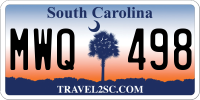 SC license plate MWQ498