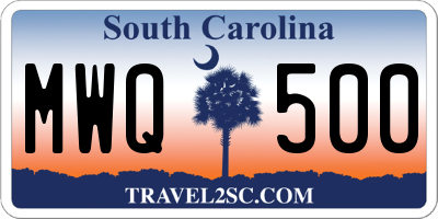 SC license plate MWQ500