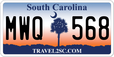 SC license plate MWQ568