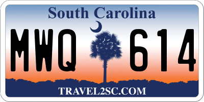 SC license plate MWQ614