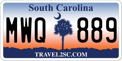 SC license plate MWQ889