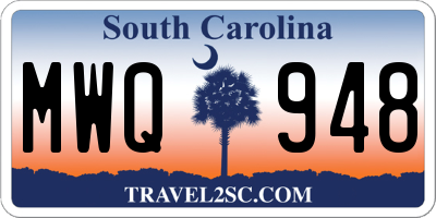SC license plate MWQ948