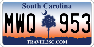 SC license plate MWQ953