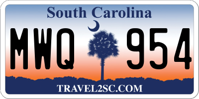 SC license plate MWQ954