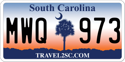 SC license plate MWQ973
