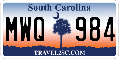 SC license plate MWQ984