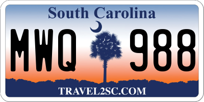 SC license plate MWQ988