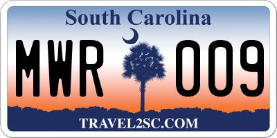 SC license plate MWR009