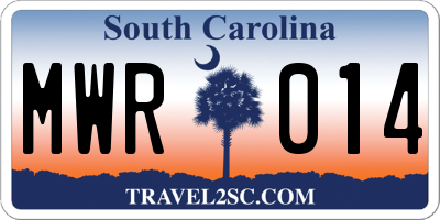 SC license plate MWR014