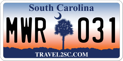 SC license plate MWR031
