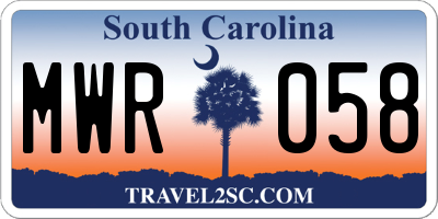 SC license plate MWR058