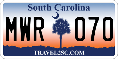 SC license plate MWR070