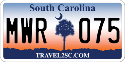 SC license plate MWR075