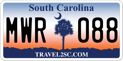 SC license plate MWR088