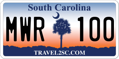 SC license plate MWR100