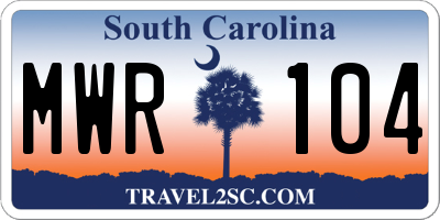 SC license plate MWR104