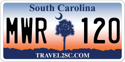 SC license plate MWR120