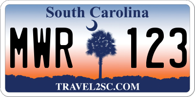 SC license plate MWR123