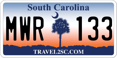 SC license plate MWR133