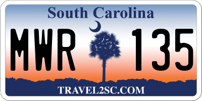 SC license plate MWR135