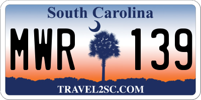 SC license plate MWR139