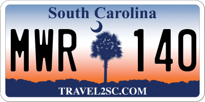SC license plate MWR140
