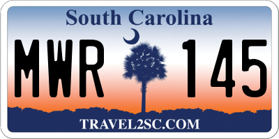 SC license plate MWR145