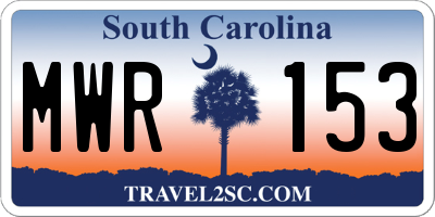SC license plate MWR153