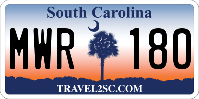 SC license plate MWR180