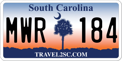 SC license plate MWR184