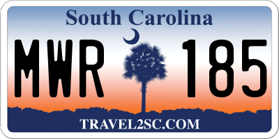 SC license plate MWR185