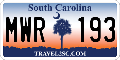 SC license plate MWR193