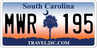 SC license plate MWR195