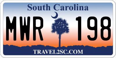 SC license plate MWR198
