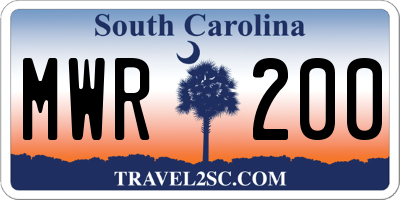 SC license plate MWR200