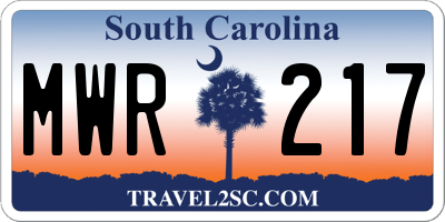 SC license plate MWR217