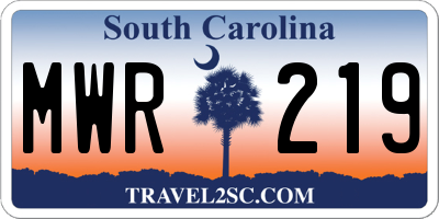 SC license plate MWR219