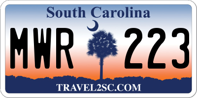 SC license plate MWR223