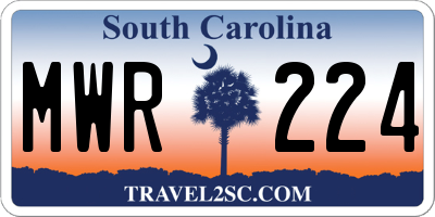 SC license plate MWR224