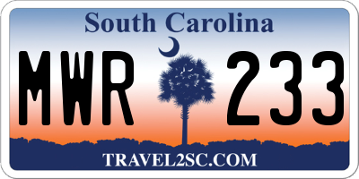 SC license plate MWR233