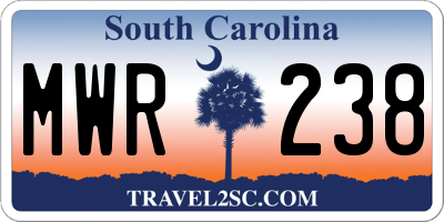 SC license plate MWR238