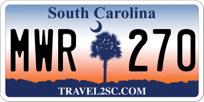 SC license plate MWR270