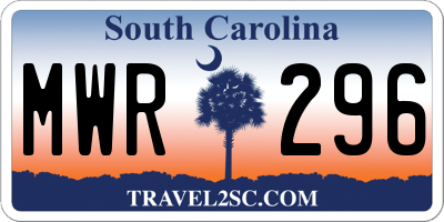SC license plate MWR296