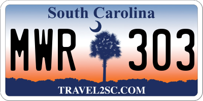 SC license plate MWR303