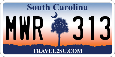 SC license plate MWR313