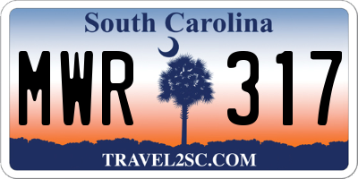 SC license plate MWR317