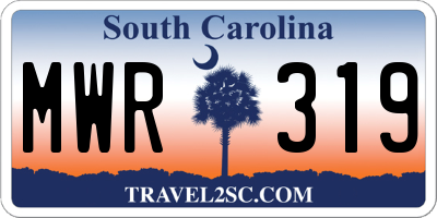 SC license plate MWR319