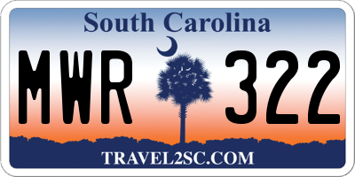 SC license plate MWR322