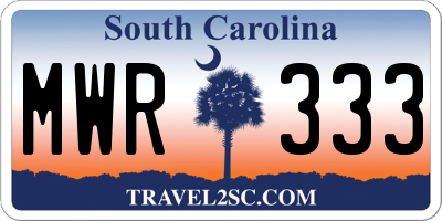 SC license plate MWR333