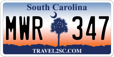 SC license plate MWR347